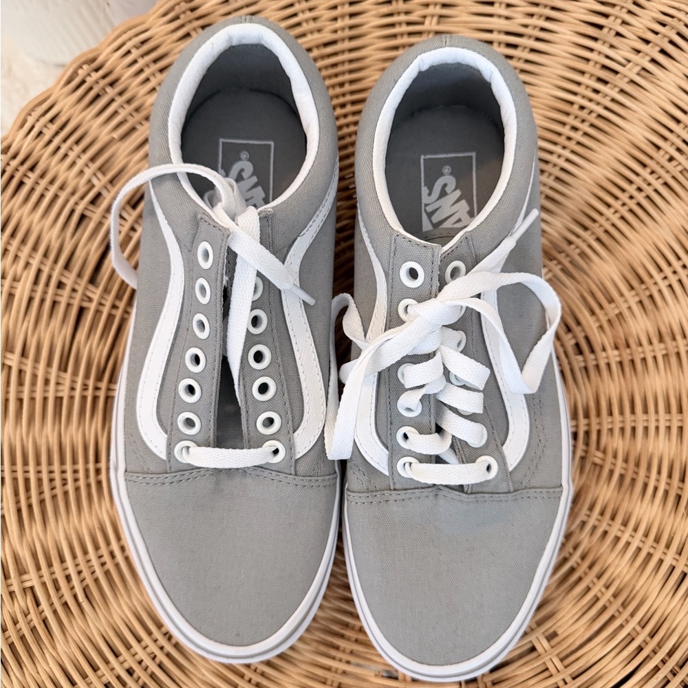 Vans Old Skool Gray Canvas Low Top Sneakers with White Side Stripe